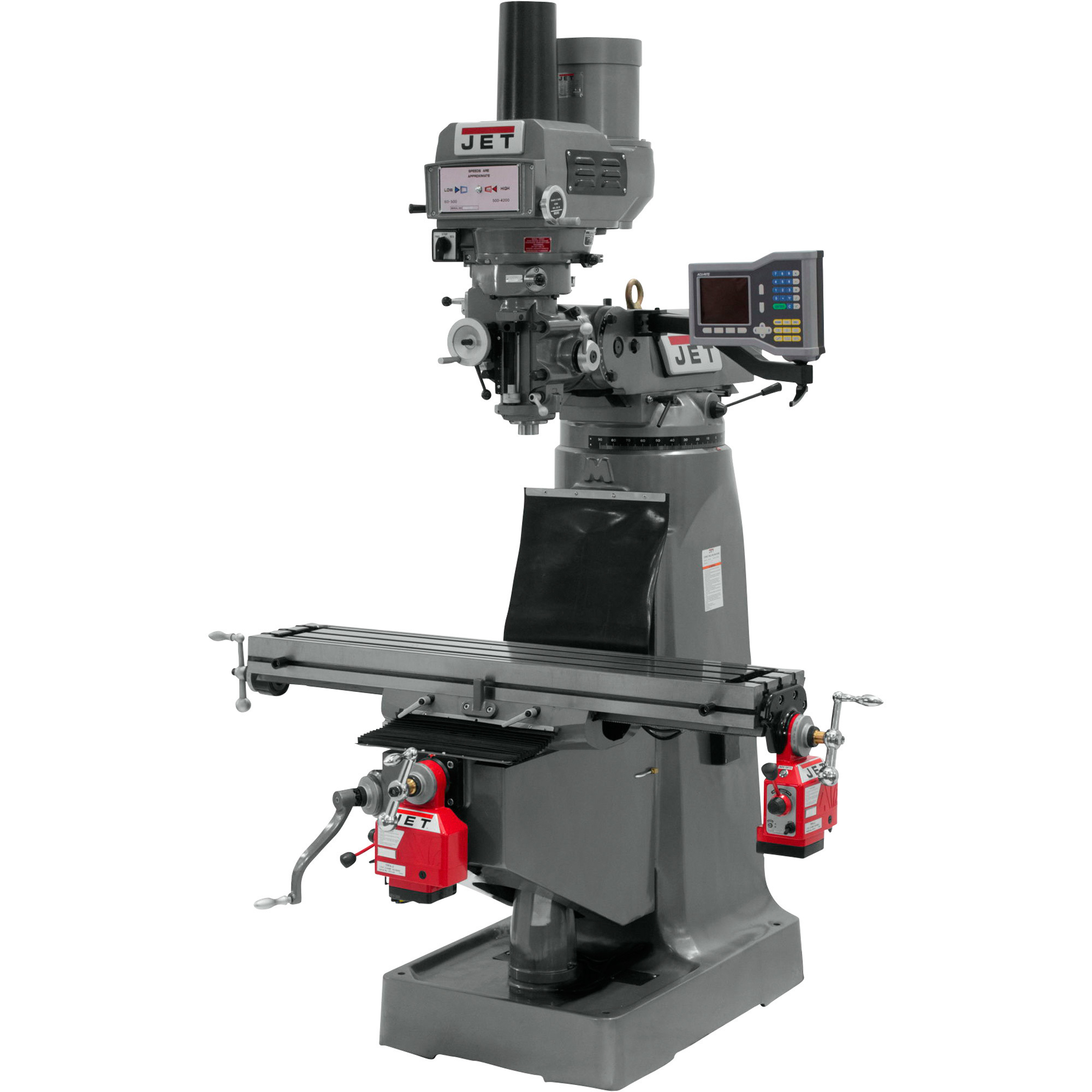 JET Variable Speed Milling Machine with X and Y-Axis Powerfeeds with Power Draw Bar-- 9in. x 49in., 230 Volt, 3-Phase, Model# JTM-4VS